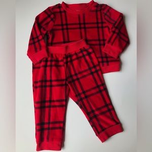 Cat and Jack baby girl/boy velour plaid sweat set size 12 Months. Unisex